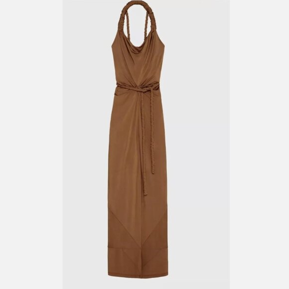 Zara Braided Ruched Maxi Dress - Picture 1 of 4